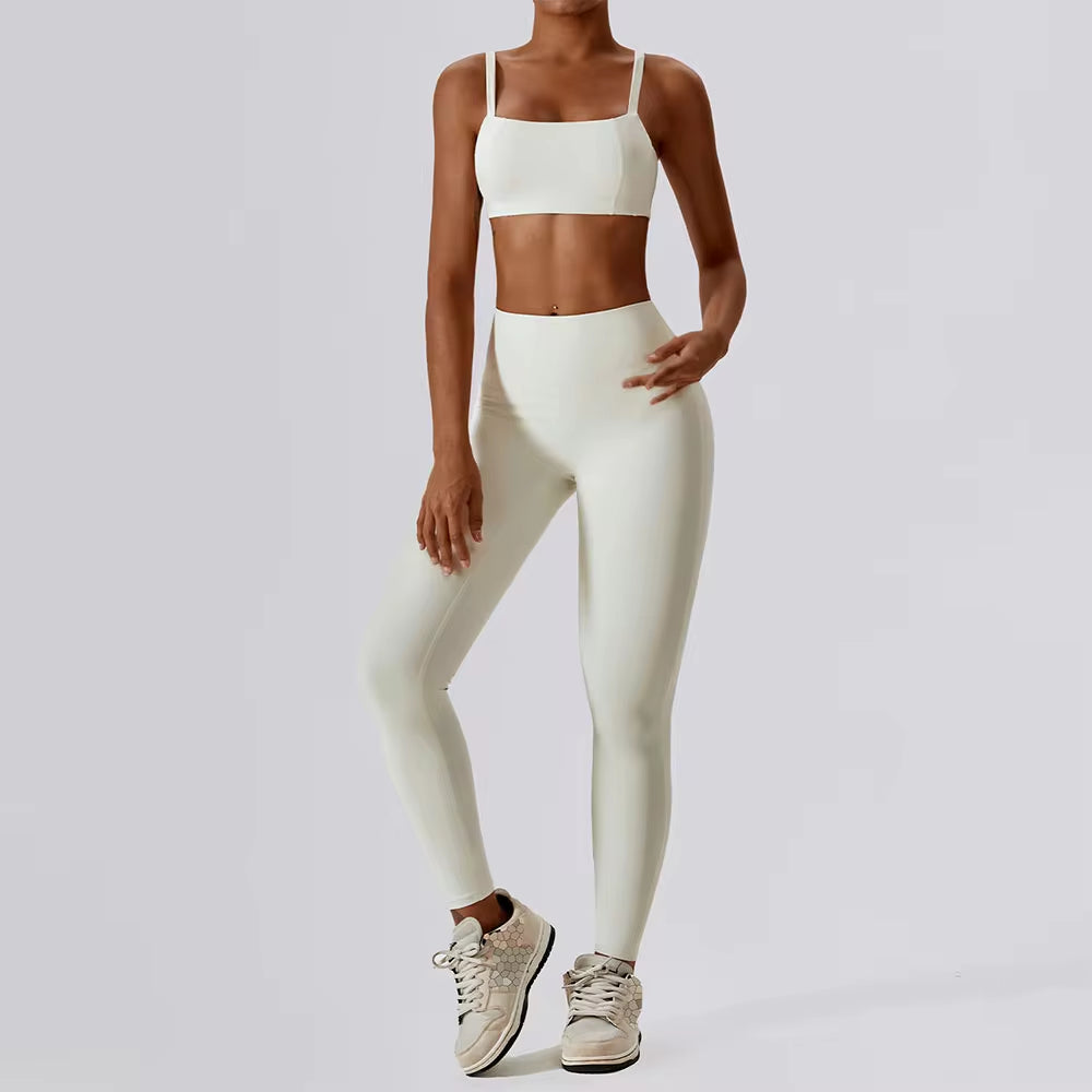Yoga Clothing Sets Women Athletic Wear High Waist Leggings and Top Two Piece Set Seamless Gym Tracksuit Fitness Workout Outfits