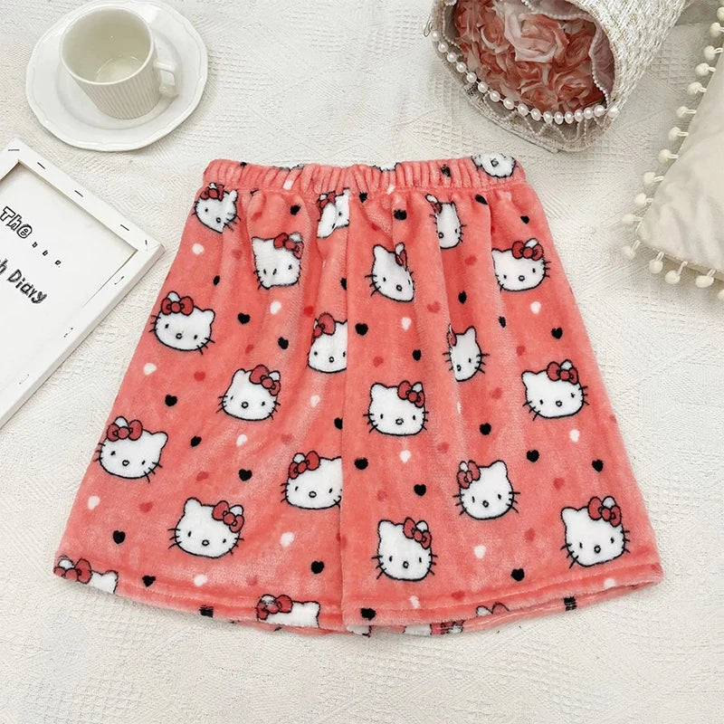 Anime Sanrioed Hellokitty Y2K Sanrioed Pajamas Pants Women Pjs Halloween Household Dress Kawaii Woolen Cartoon Casual Home Pants