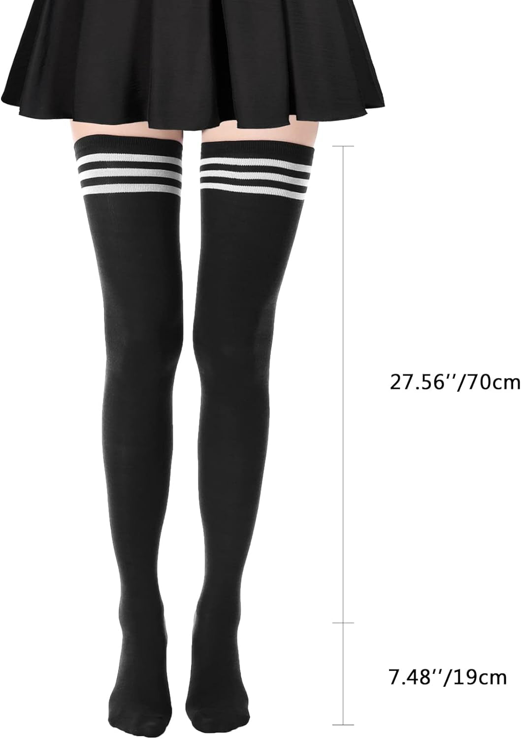 2 Pairs plus Size High Thigh Socks Striped over Knee Thin Tights Long Stocking Knee High Leg Warmer